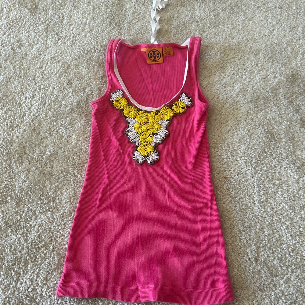 Tory Burch Desert Bloom Beaded Tank Top